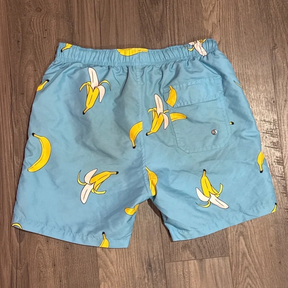 Town Team Boys Blue Banana Print Swim Trunks Size 16‎ Microfiber Mesh Lined